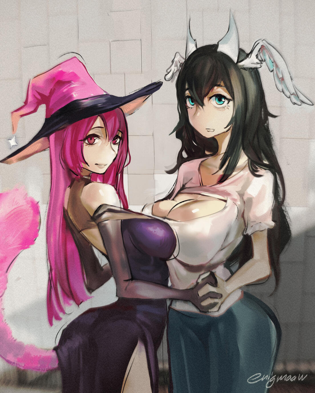 Double Halfbody Character Illustration 60$